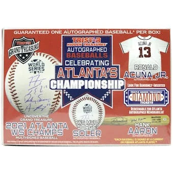 2021 TriStar Autographed Baseball Celebrating Atlanta s Championship Hobby Box (Ships Sealed Only)