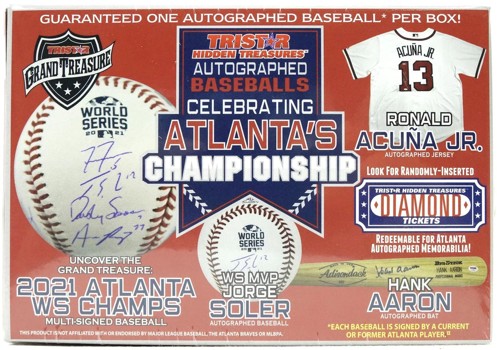 2021 TriStar Autographed Baseball Celebrating Atlanta s Championship Hobby Box (Ships Sealed Only)
