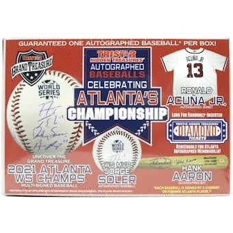 2021 TriStar Autographed Baseball Celebrating Atlanta s Championship Hobby Box (Ships Sealed Only)