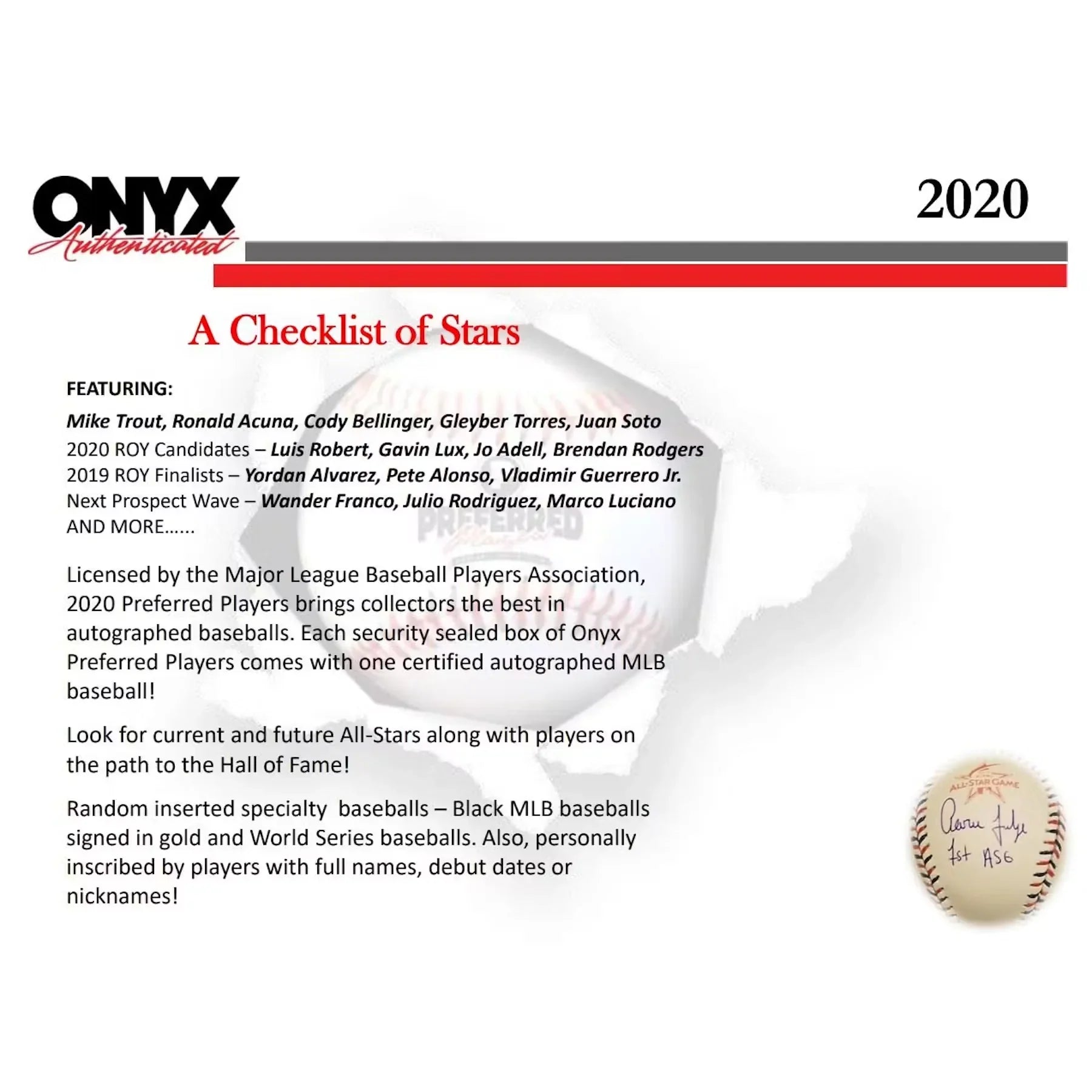 2020 Onyx Preferred Players Collection Baseball 3 Box Hobby Case (Ships Sealed Only)