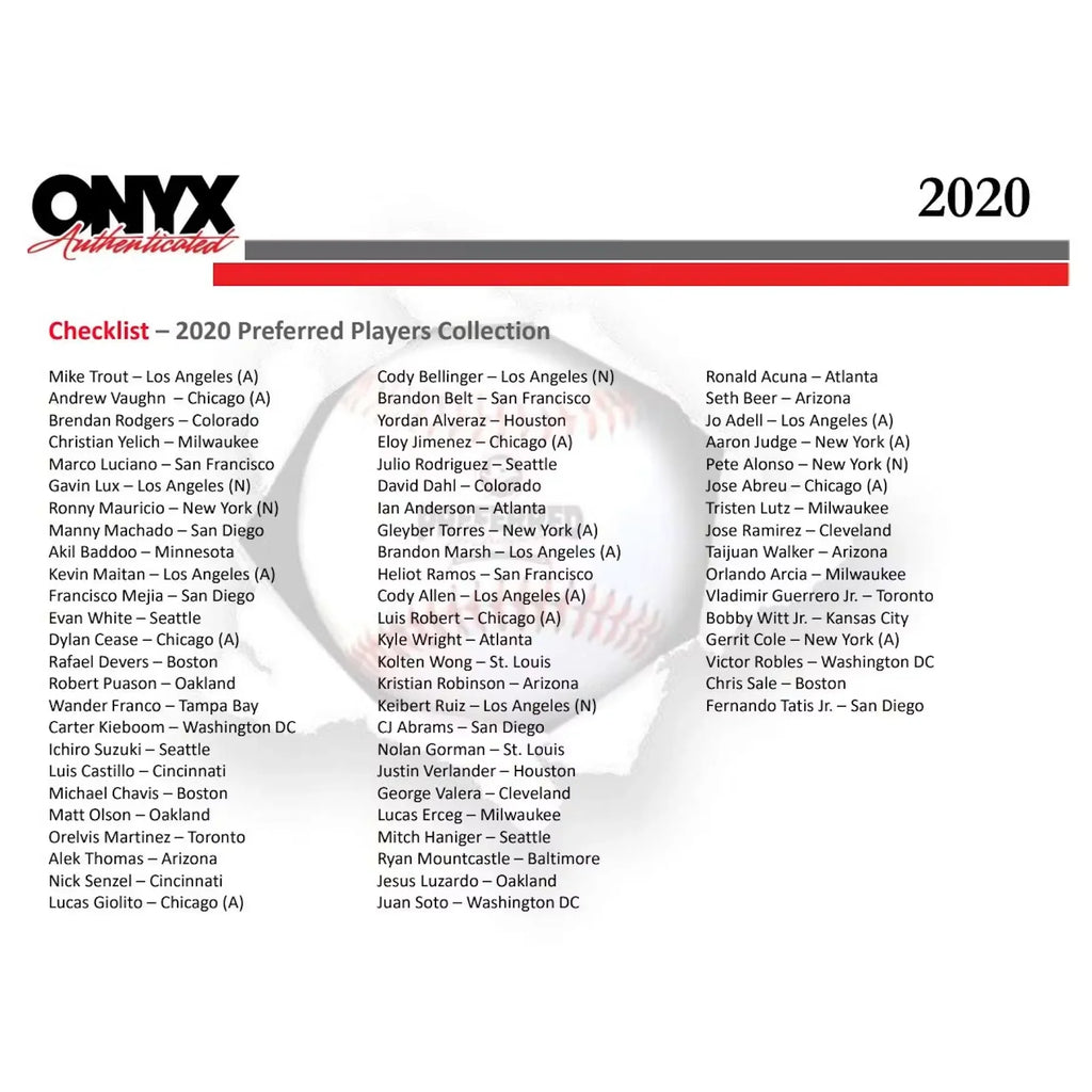 2020 Onyx Preferred Players Collection Baseball 3 Box Hobby Case (Ships Sealed Only)