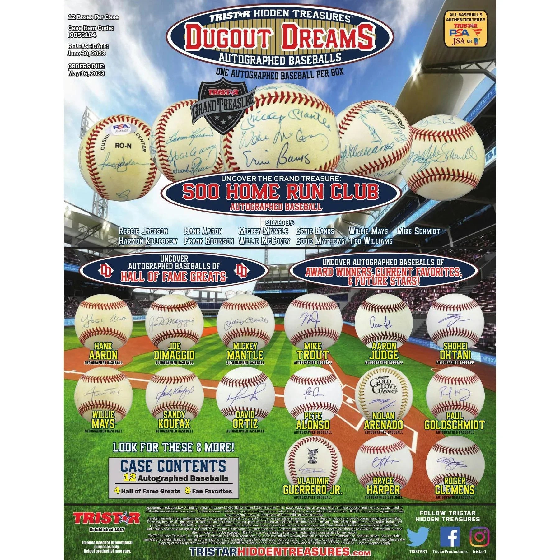 2023 TriStar Hidden Treasures Dugout Dreams Autographed Baseball Hobby Box (Ships Sealed Only)