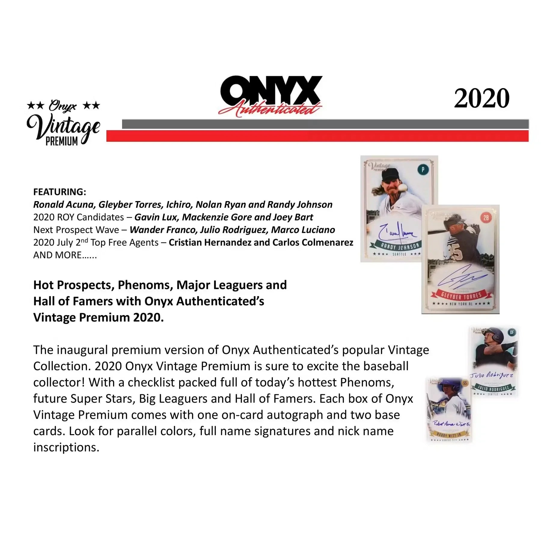 2020 Onyx Vintage Premium Baseball Hobby Box Sealed (Ships Sealed Only)
