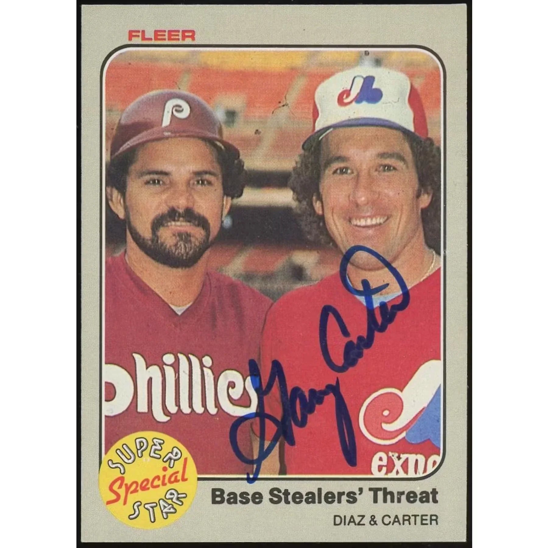 Gary Carter Signed 1983 Fleer #637 Base Stealers Card | JSA Authenticated