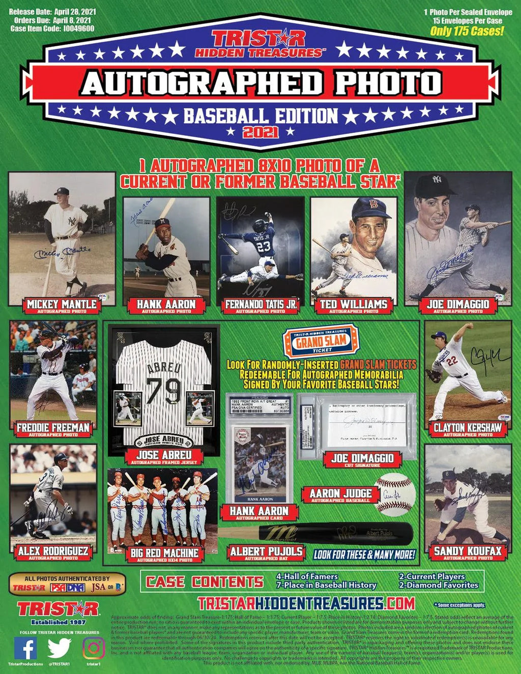 2021 TriStar Hidden Treasures Autographed Photo Baseball Hobby Box (Ships Sealed Only)