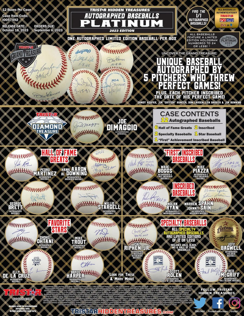 2023 TriStar Hidden Treasures Platinum Autographed Baseball Hobby Box (Ships Sealed Only)