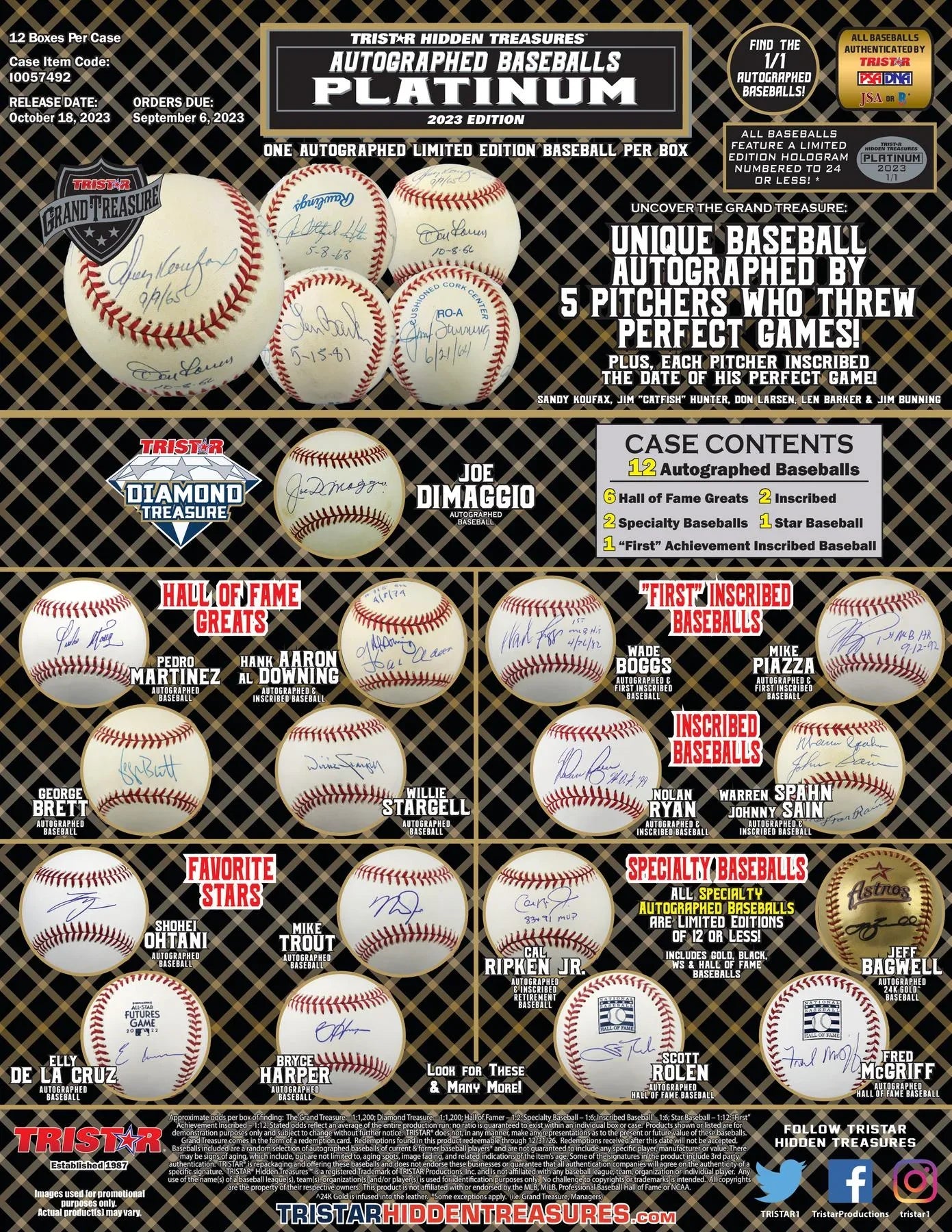 2023 TriStar Hidden Treasures Platinum Autographed Baseball Hobby Box (Ships Sealed Only)