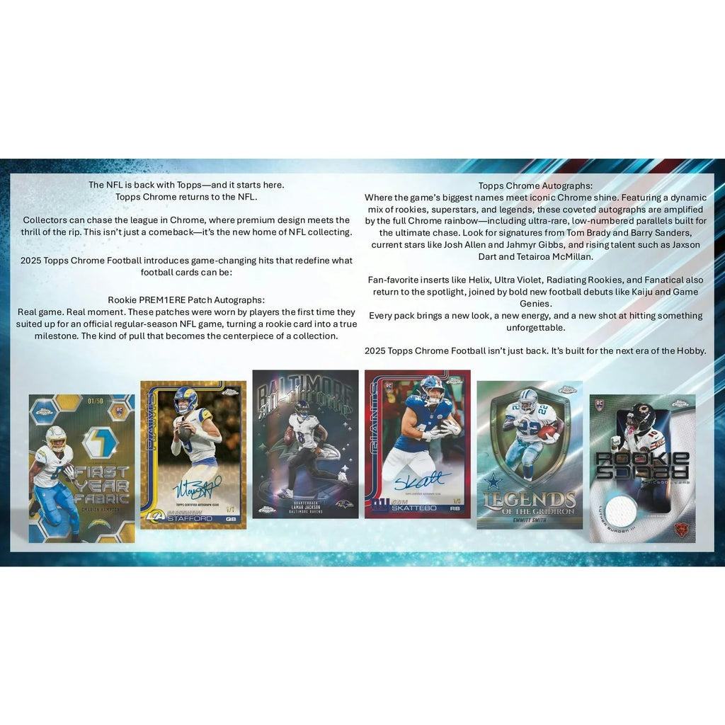 2025 Topps Chrome Football Blaster 40 Box Case (Ships Sealed Only) - D