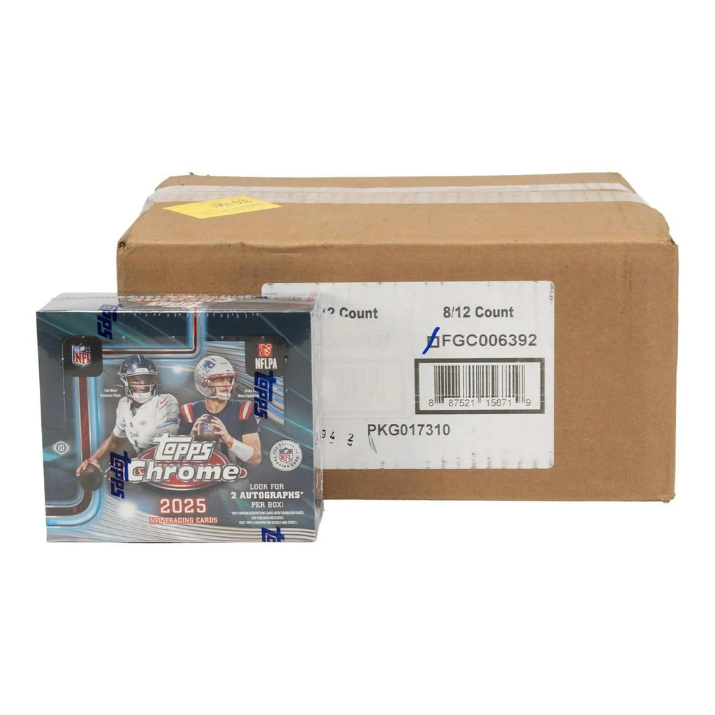 2025 Topps Chrome Football Hobby Jumbo 8 Box Case (Ships Sealed Only)