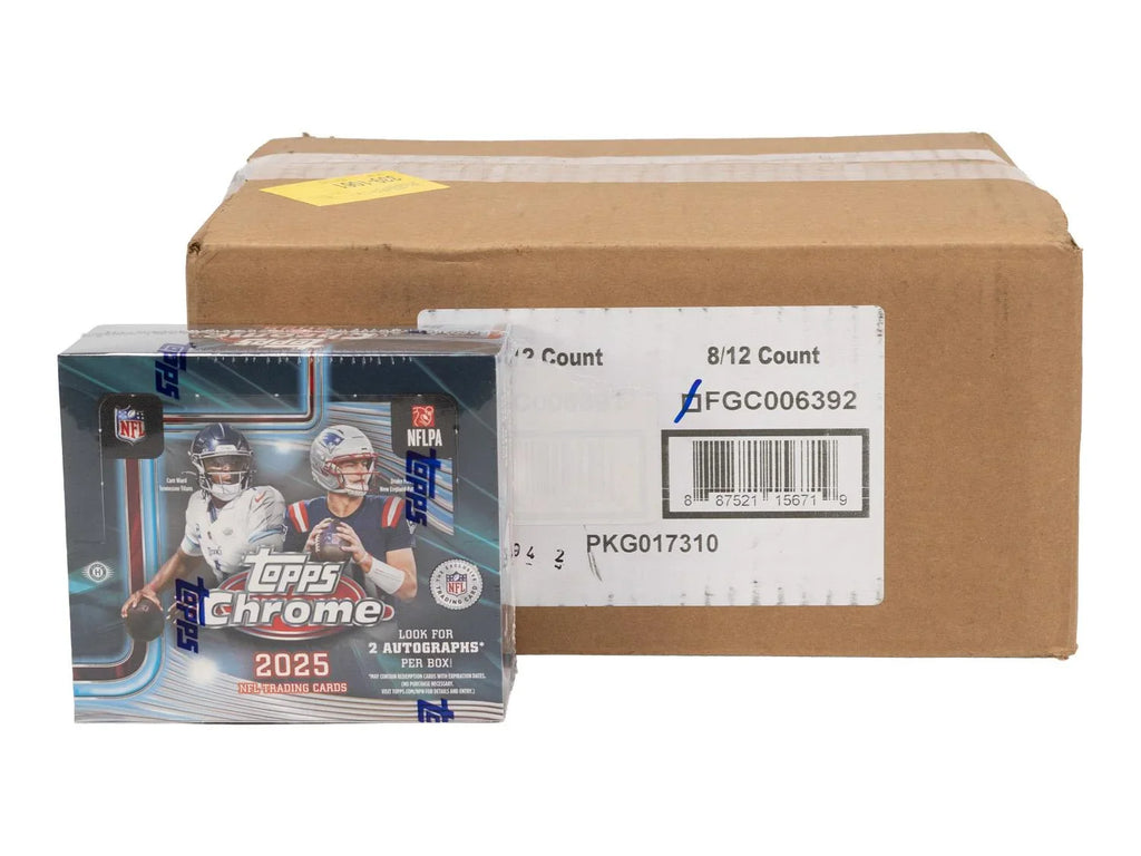 2025 Topps Chrome Football Hobby Jumbo 8 Box Case (Ships Sealed Only)