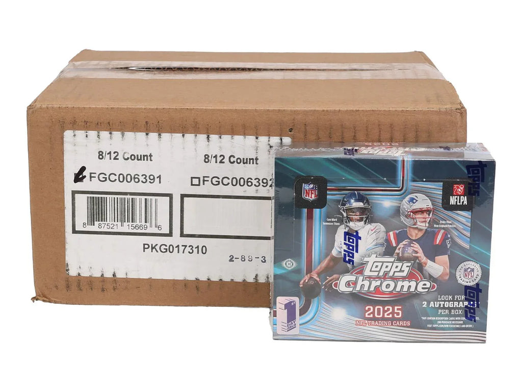 2025 Topps Chrome Football First Day Issue Hobby 8-Box Case (Ships Sealed Only)