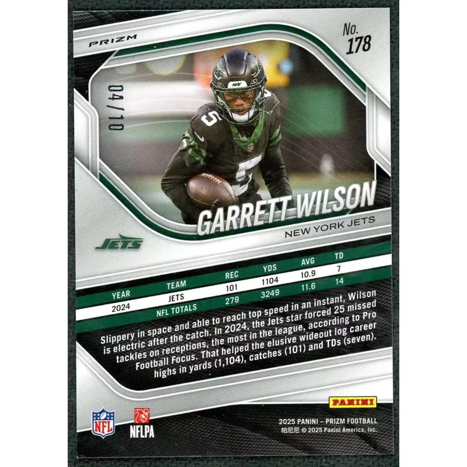Garrett Wilson 2025 Panini Prizm Gold Card |/10