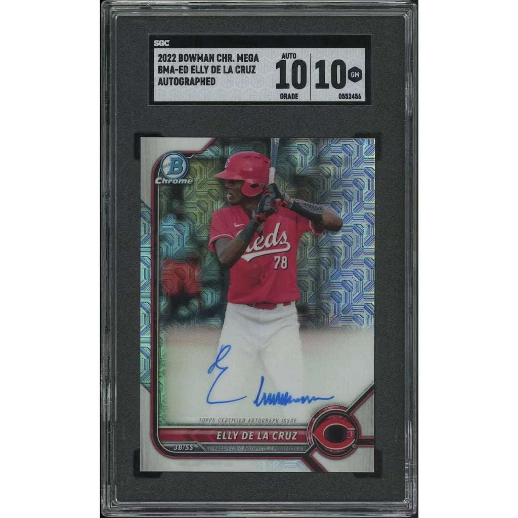 2022 Bowman Chrome Mega Box Baseball #BMAED Elly De La Cruz Rookie Auto SGC 10 (GEM MT) Auto 10 (Ships Sealed Only)