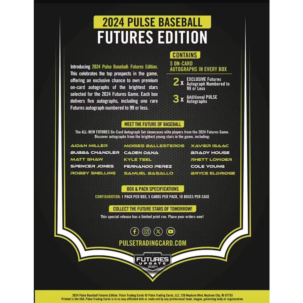 2024 Pulse Baseball Futures Edition Hobby Box (Ships Sealed Only)