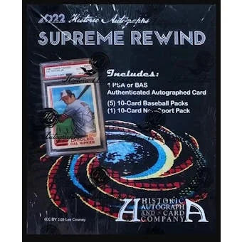 2022 Historic Autographs Supreme Rewind Baseball Hobby Box (Ships Sealed Only)