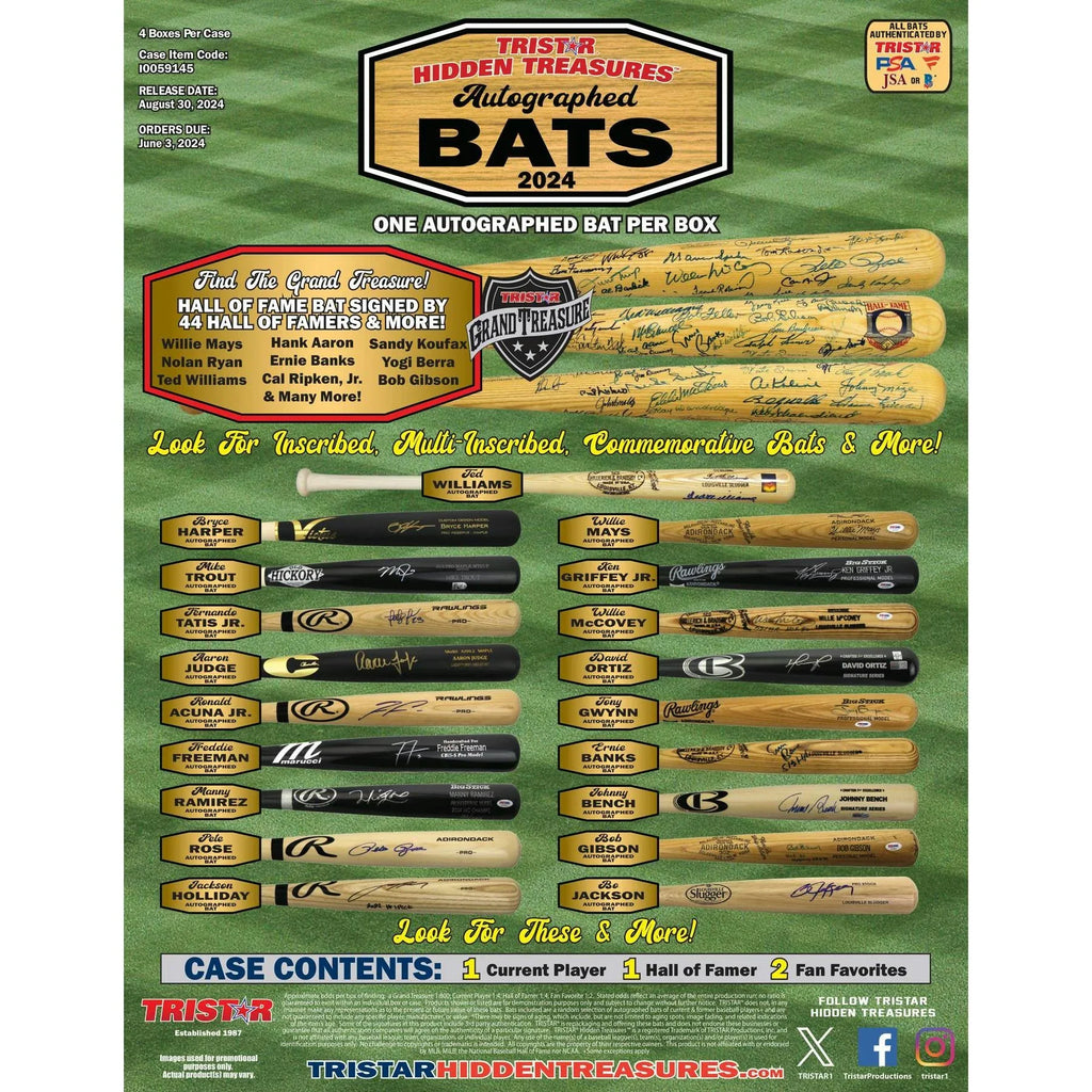 2024 TriStar Hidden Treasures Autographed Baseball Bats Box (Ships Sealed Only)