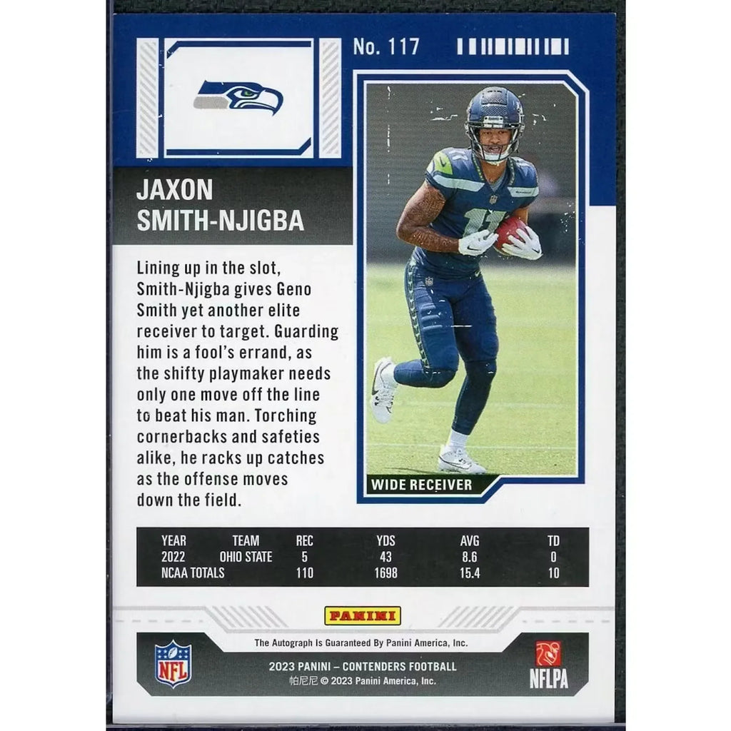 Jaxon Smith-Njigba Signed 2023 Panini Contenders Rookie Card |/99