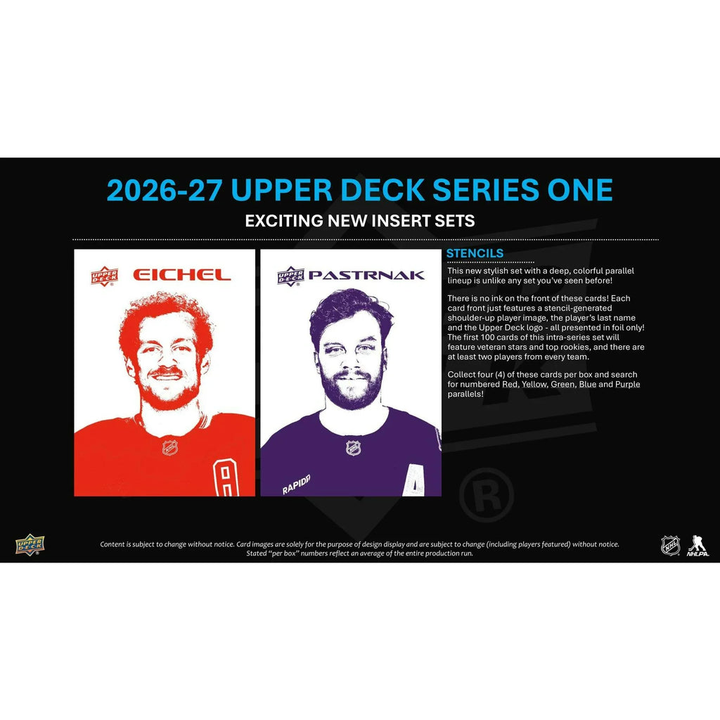 2026 27 Upper Deck Series 1 Hockey Hobby Box Presell Releases Oct 7th 2026 (Ships Sealed Only) - D1