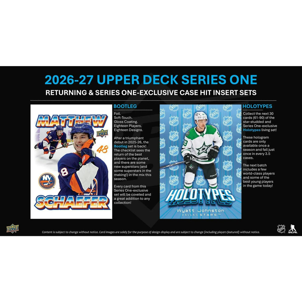 Series 1 Upper Deck 2026-27 Hockey Hobby 12 Box Case Presell Releases Oct 7th 2026 (Ships Sealed Only)