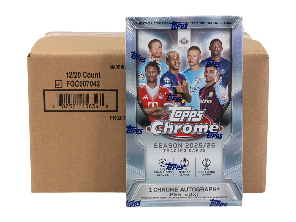 2025 26 Topps Chrome UEFA Club Competitions Soccer Hobby 12 Box Case (Ships Sealed Only) - D2
