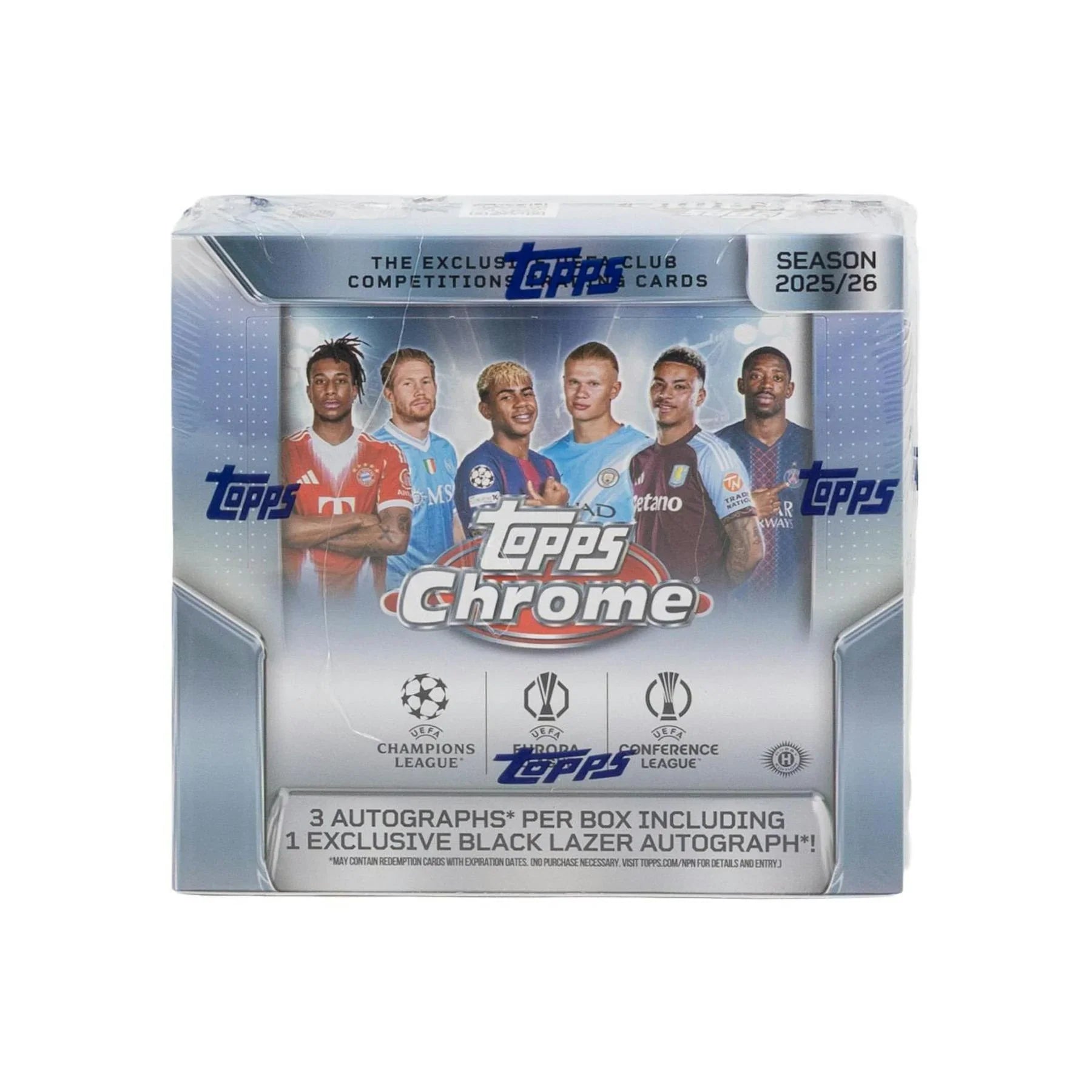 2025 26 Topps Chrome UEFA Club Competitions Soccer Hobby Jumbo 8 Box Case (Ships Sealed Only)