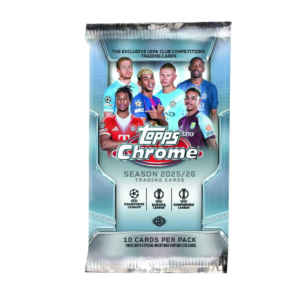 2025 26 Topps Chrome UEFA Club Competitions Soccer Hobby Jumbo 8 Box Case (Ships Sealed Only)