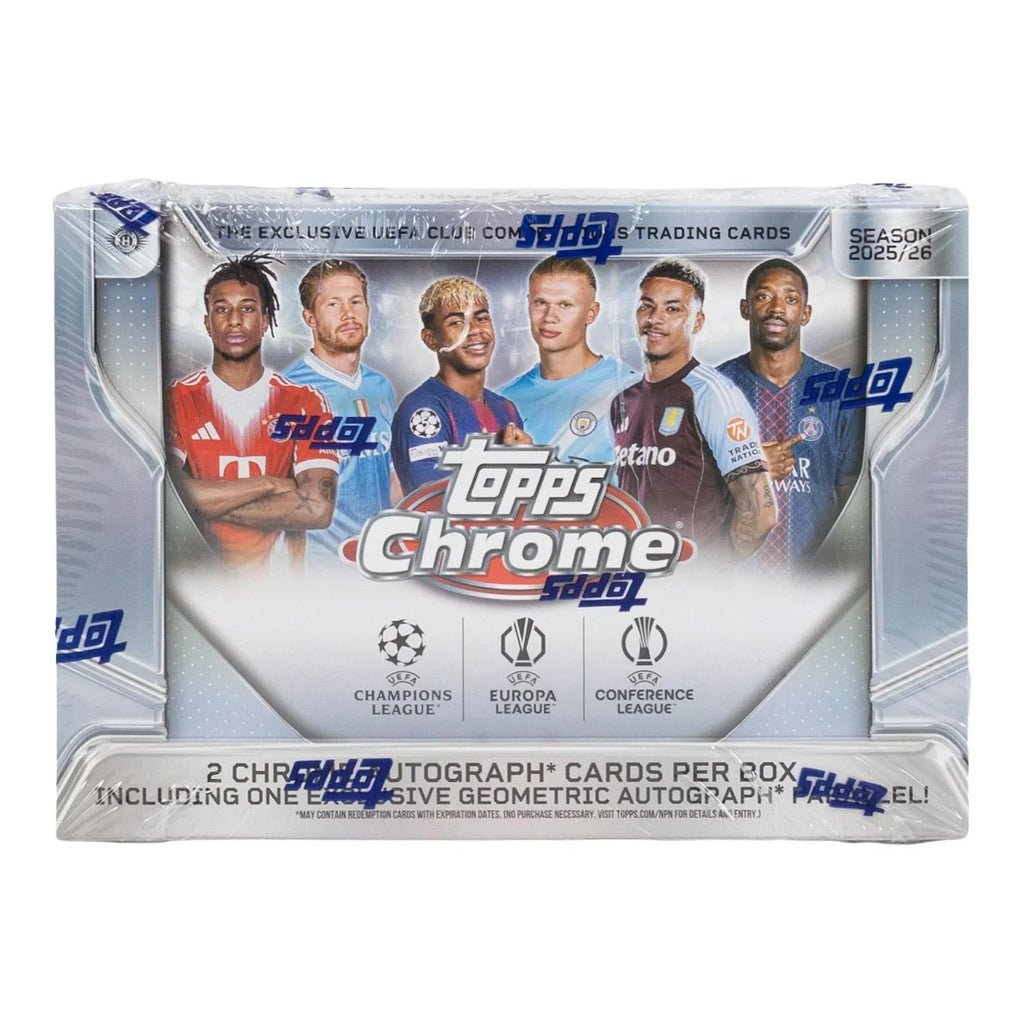 2025 26 Topps Chrome UEFA Club Competitions Soccer Delight Box (Ships Sealed Only)