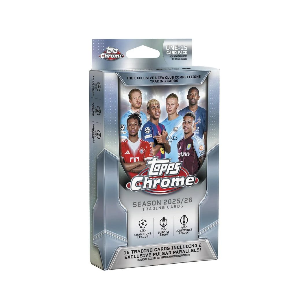 2025 26 Topps Chrome UEFA Club Competitions Soccer Hanger 64 Box Case (Ships Sealed Only)