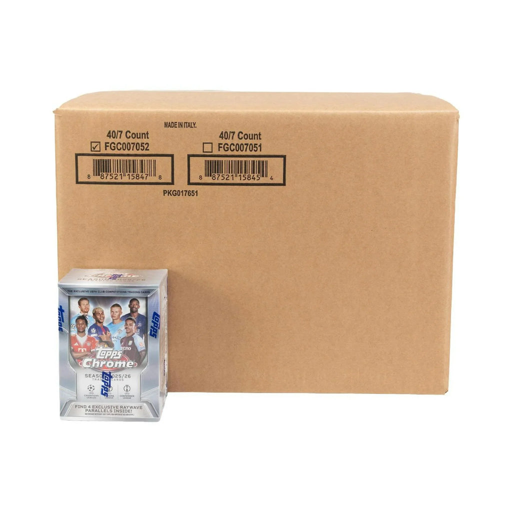 2025 26 Topps Chrome UEFA Club Competitions Soccer Blaster 40 Box Case (Ships Sealed Only) - D2