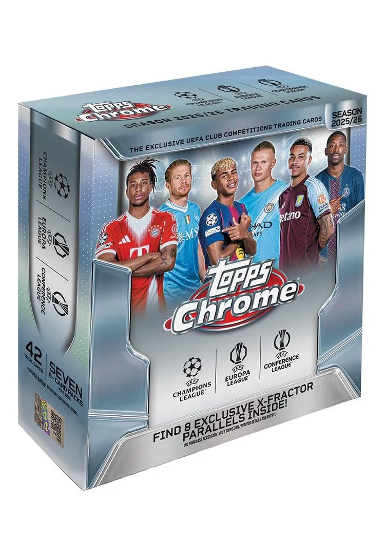 2025 26 Topps Chrome UEFA Club Competitions Soccer Mega Box (Ships Sealed Only) - D2