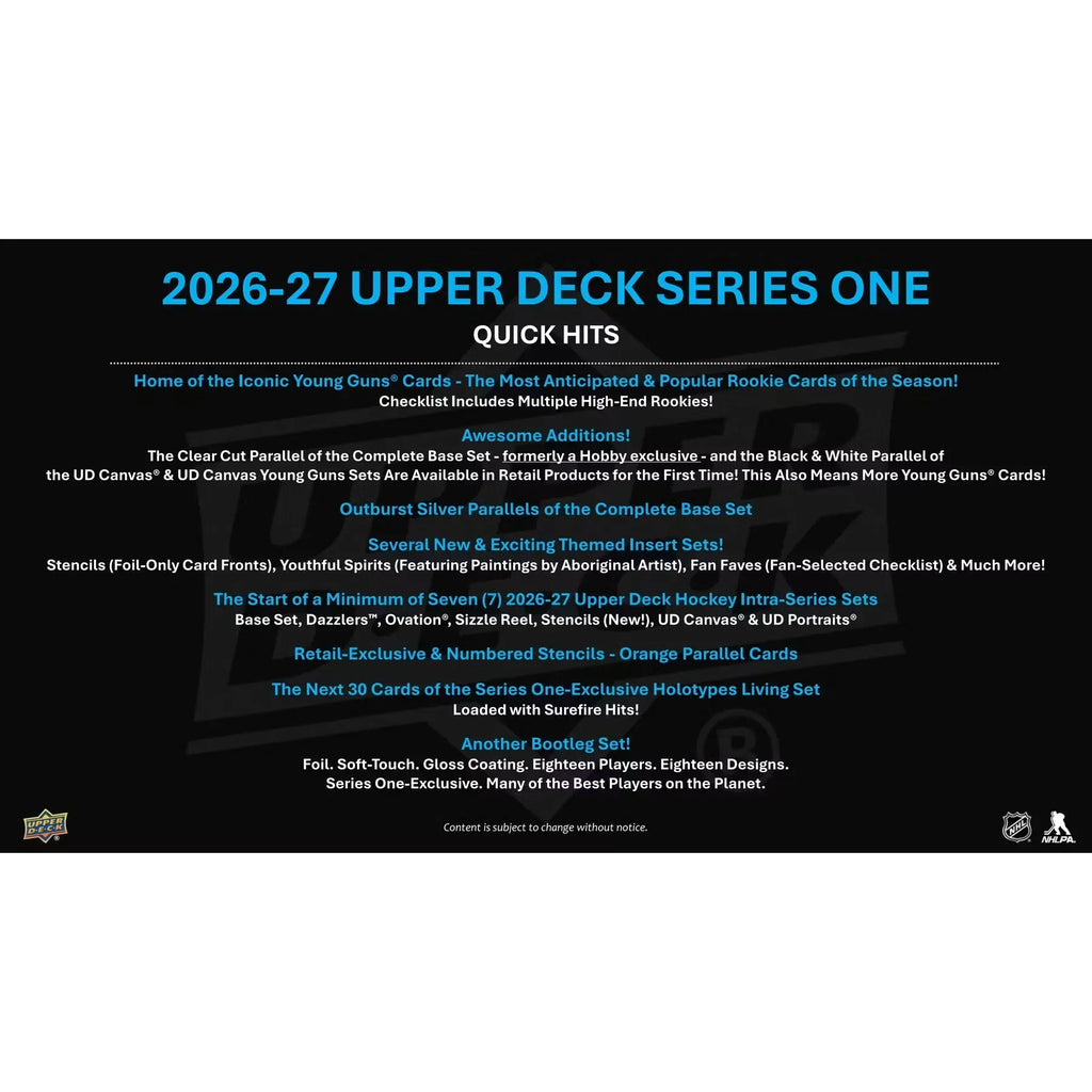 2026-27 Upper Deck Series 1 Hockey Tin Case | 12 Tins Retail (Ships Sealed Only)