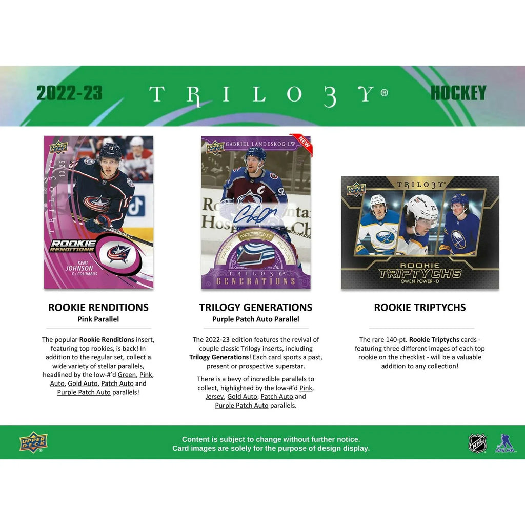 2022 23 Upper Deck Trilogy Hockey Hobby Box (Ships Sealed Only)