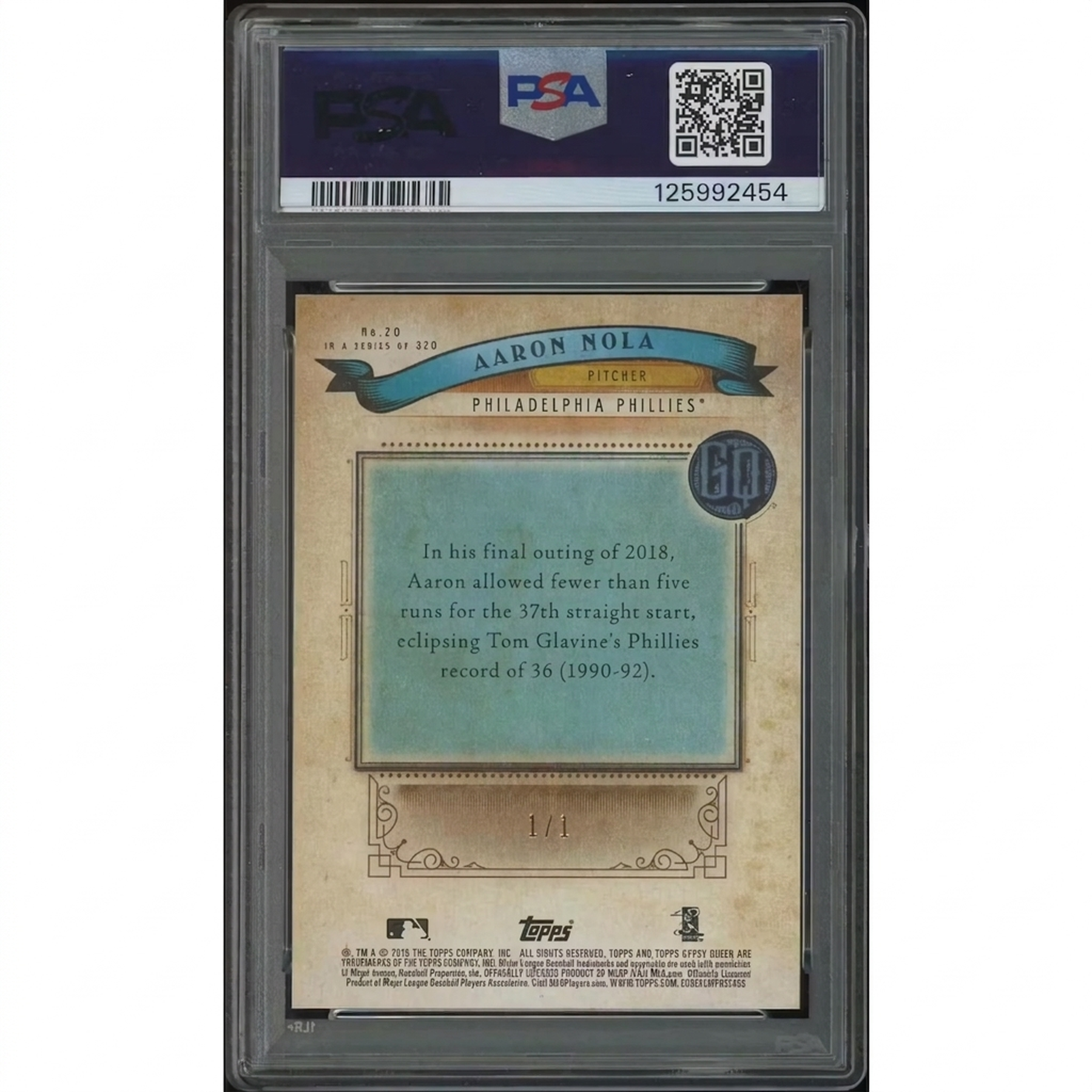 Aaron Nola 2019 Topps Gypsy Queen Chrome Superfractor | PSA 8 1/1