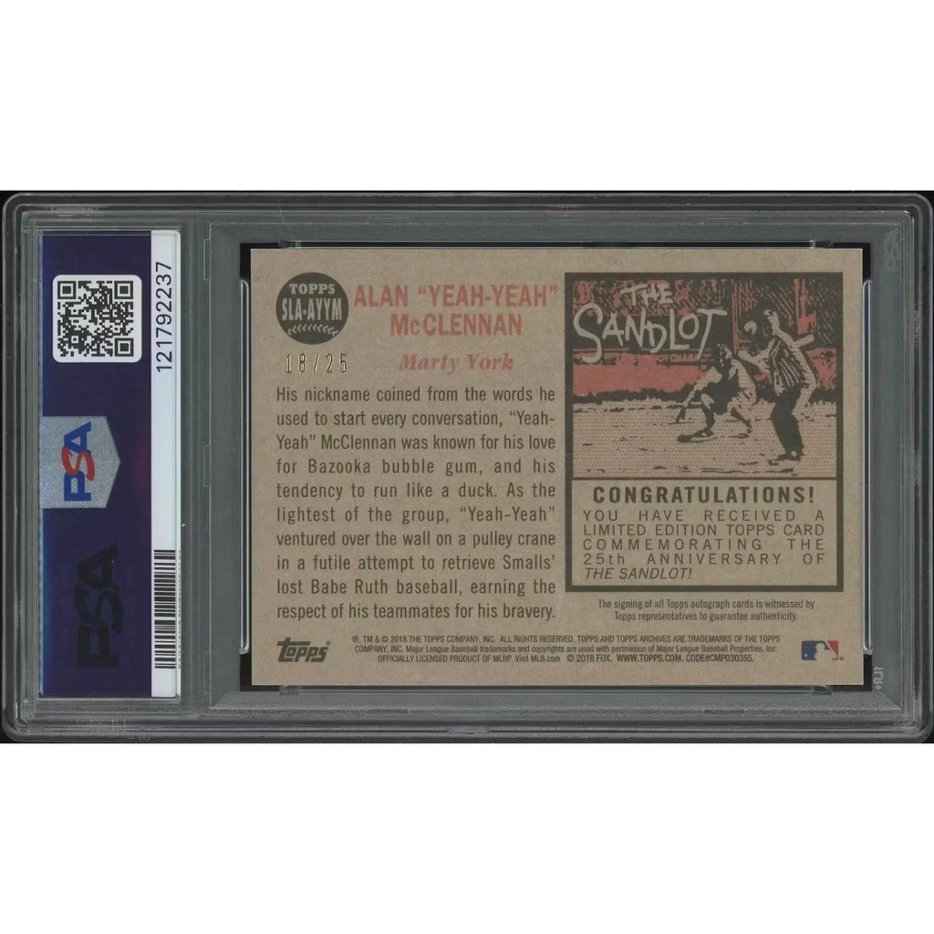 Marty York Signed The Sandlot #18 Card | 2018 Topps Archives PSA 8