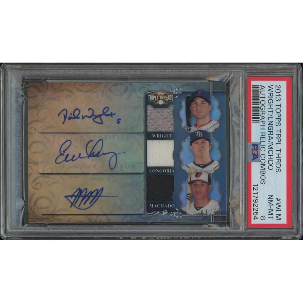 Evan Longoria, David Wright & Manny Machado Signed 2013 Topps Triple Threads #01 Card | PS