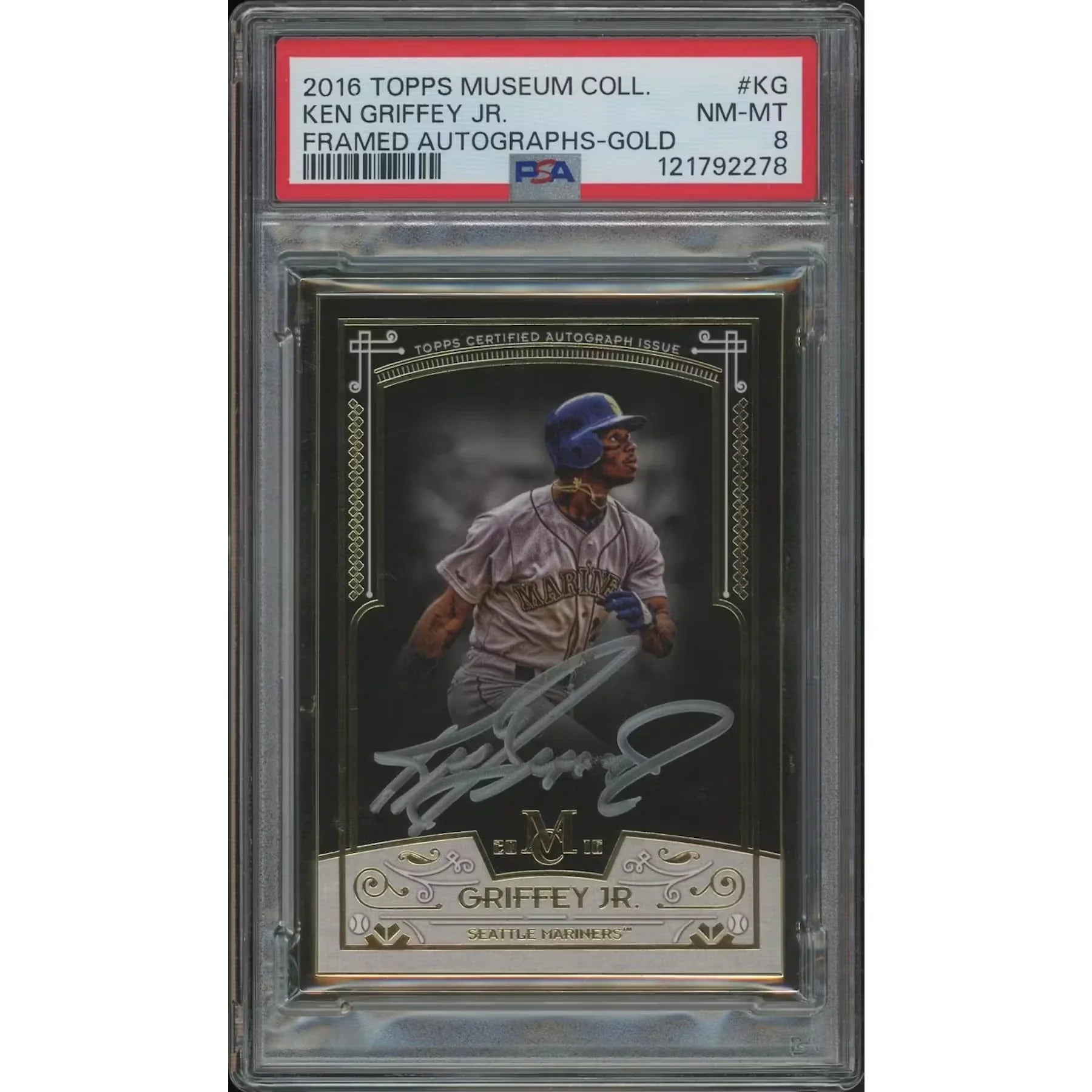Ken Griffey Jr. Signed 2016 Topps Museum Collection Card | PSA 8 Gold Framed Auto #15/15