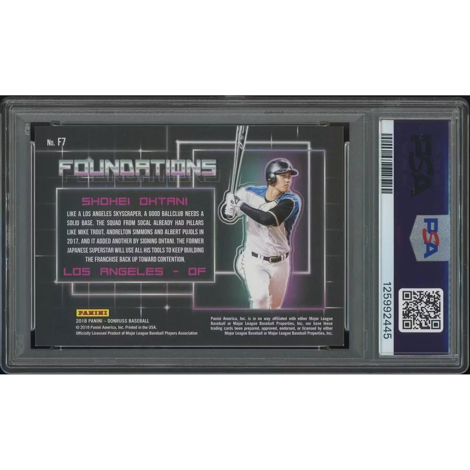 Shohei Ohtani 2018 Donruss Foundations Rookie Card | PSA 8 NM-MT #214/249