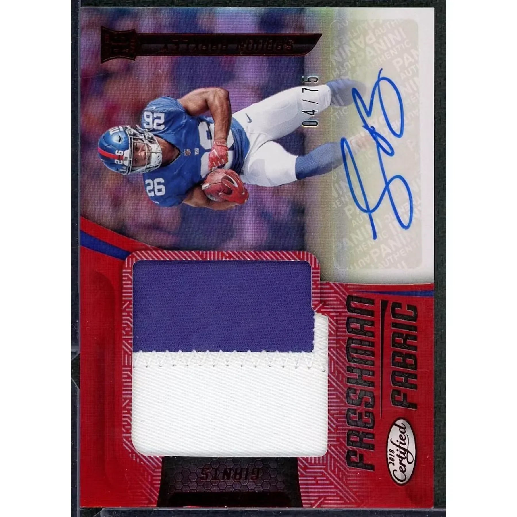 Saquon Barkley 2018 Panini Certified Rookie Patch Auto |/75