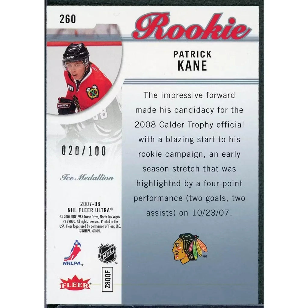 Patrick Kane 2007-08 Fleer Ultra Ice Medallion | 20/100