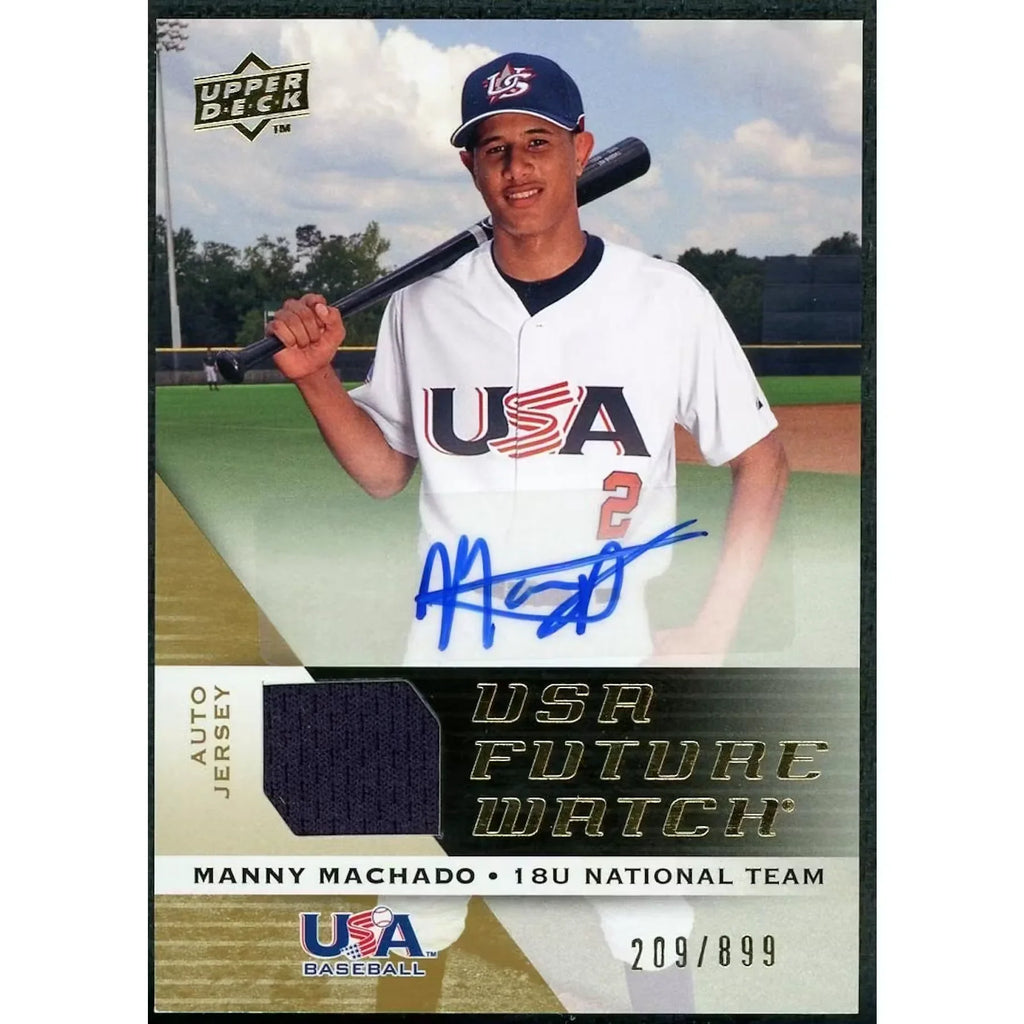 Manny Machado Signed 2009 Upper Deck USA Future Watch Patch Card |/899