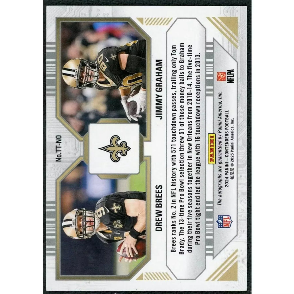 Drew Brees & Jimmy Graham Signed 2024 Panini Contenders Card | Auto/100