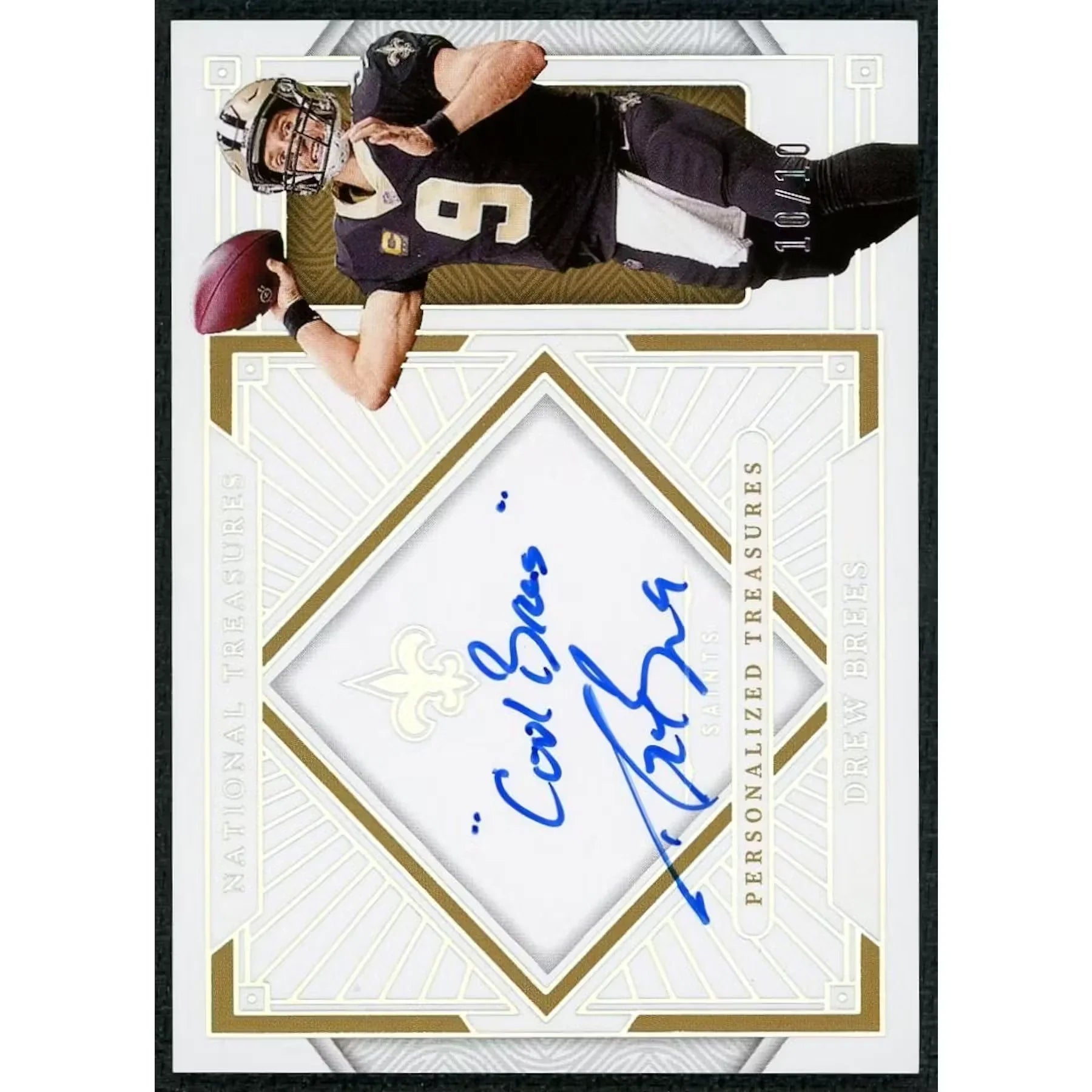 Drew Brees Signed 2025 National Treasures Card | Cool Brees Auto/10