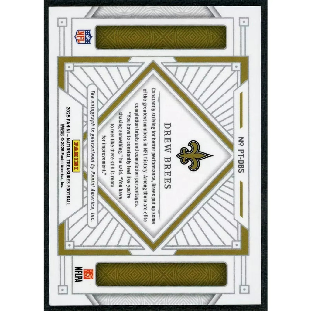 Drew Brees Signed 2025 National Treasures Card | Cool Brees Auto/10