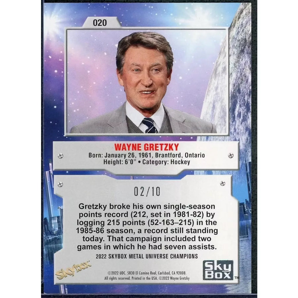 Wayne Gretzky 2022 Skybox Metal Universe Champions Card | PMG Green/10