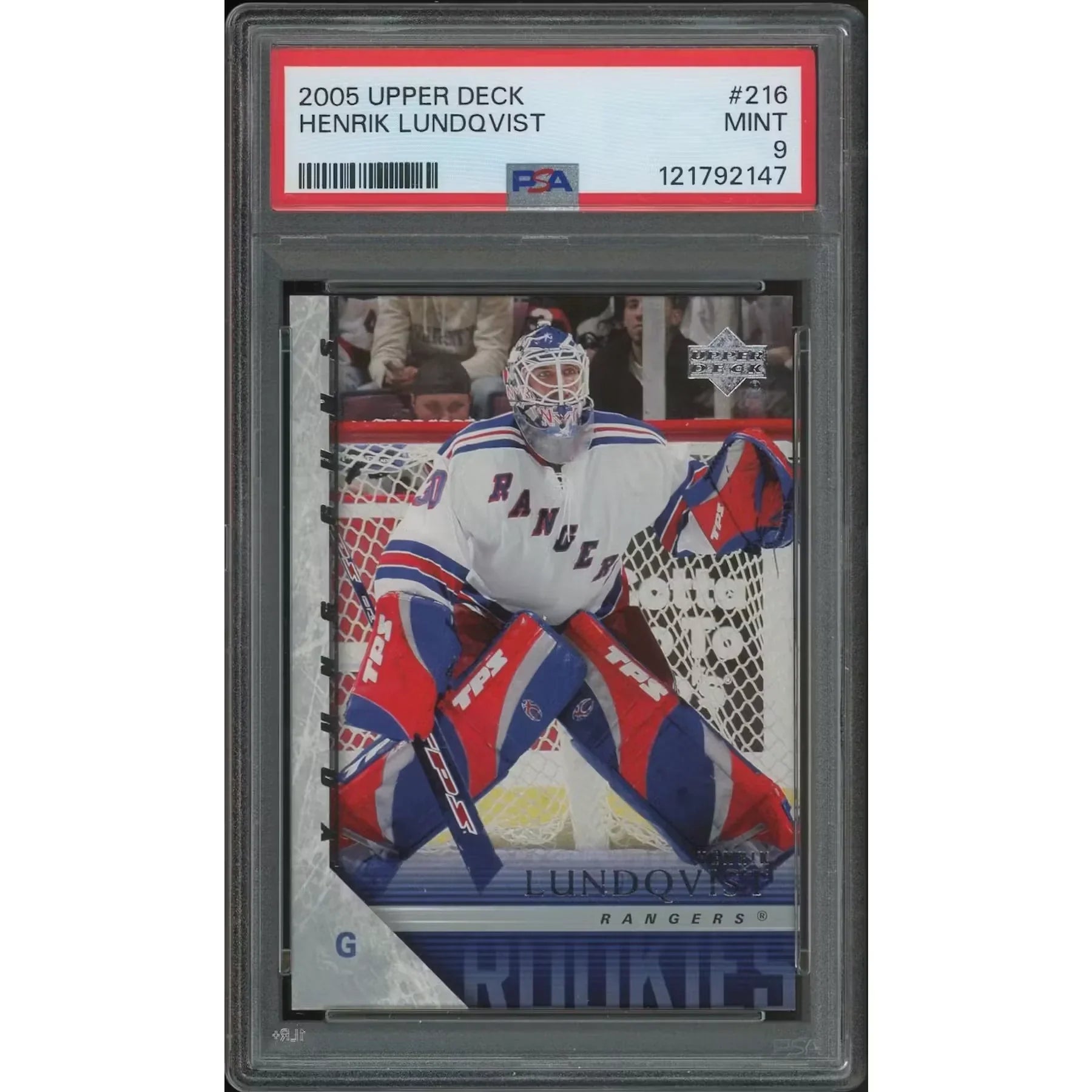 Henrik Lundqvist 2005-06 Upper Deck Young Guns Rookie #216 Card | PSA 9 Mint