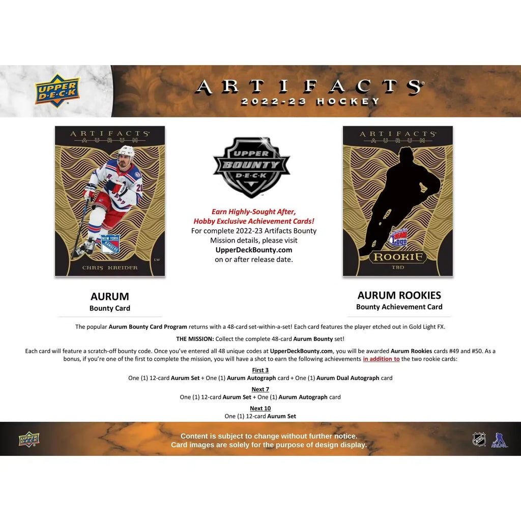 2022-23 Upper Deck Artifacts Hockey Hobby Box (Ships Sealed Only)