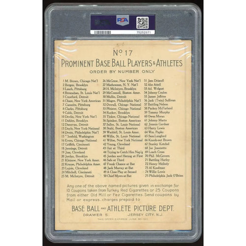 1910-11 T3 Turkey Red #17 Clark Griffith | PSA 4 Graded