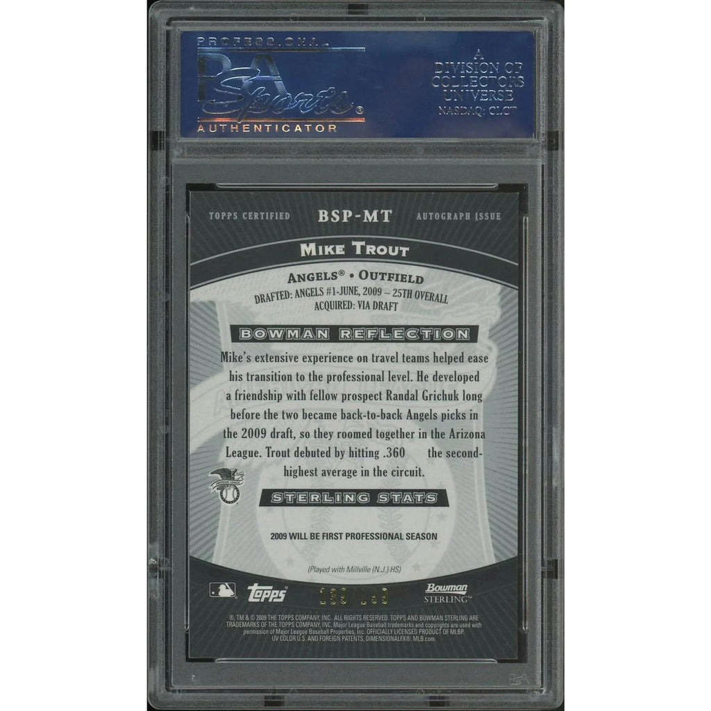 Mike Trout 2009 Bowman Sterling Refractor Rookie Auto | PSA 10 Gem Mint #139/199