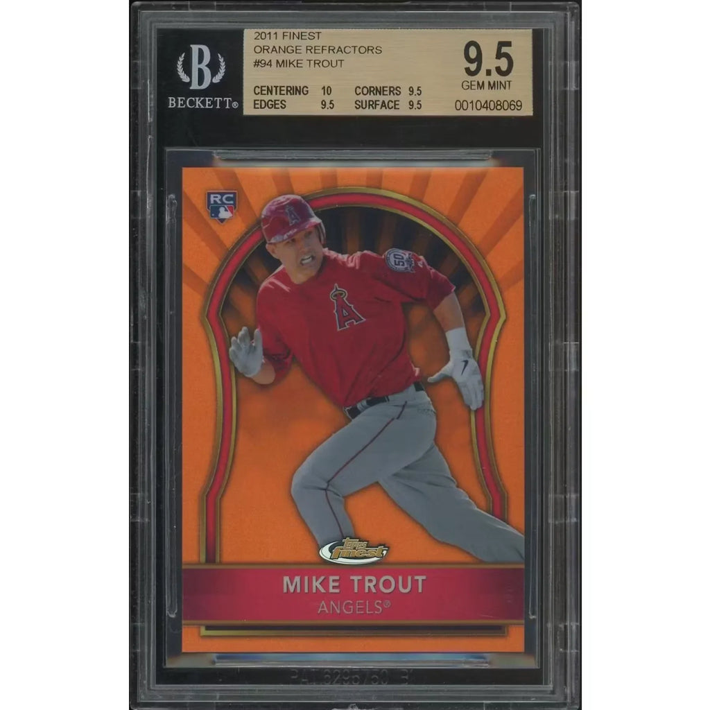Mike Trout 2011 Topps Finest Orange Refractor Rookie Card | BGS 9.5 #13/99