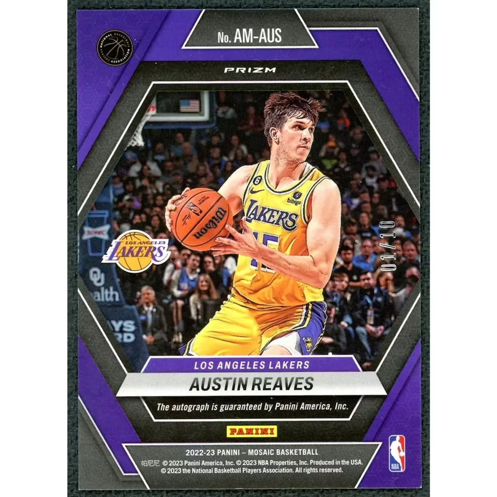 Austin Reaves Signed 2022-23 Panini Mosaic Card | Gold Auto/10